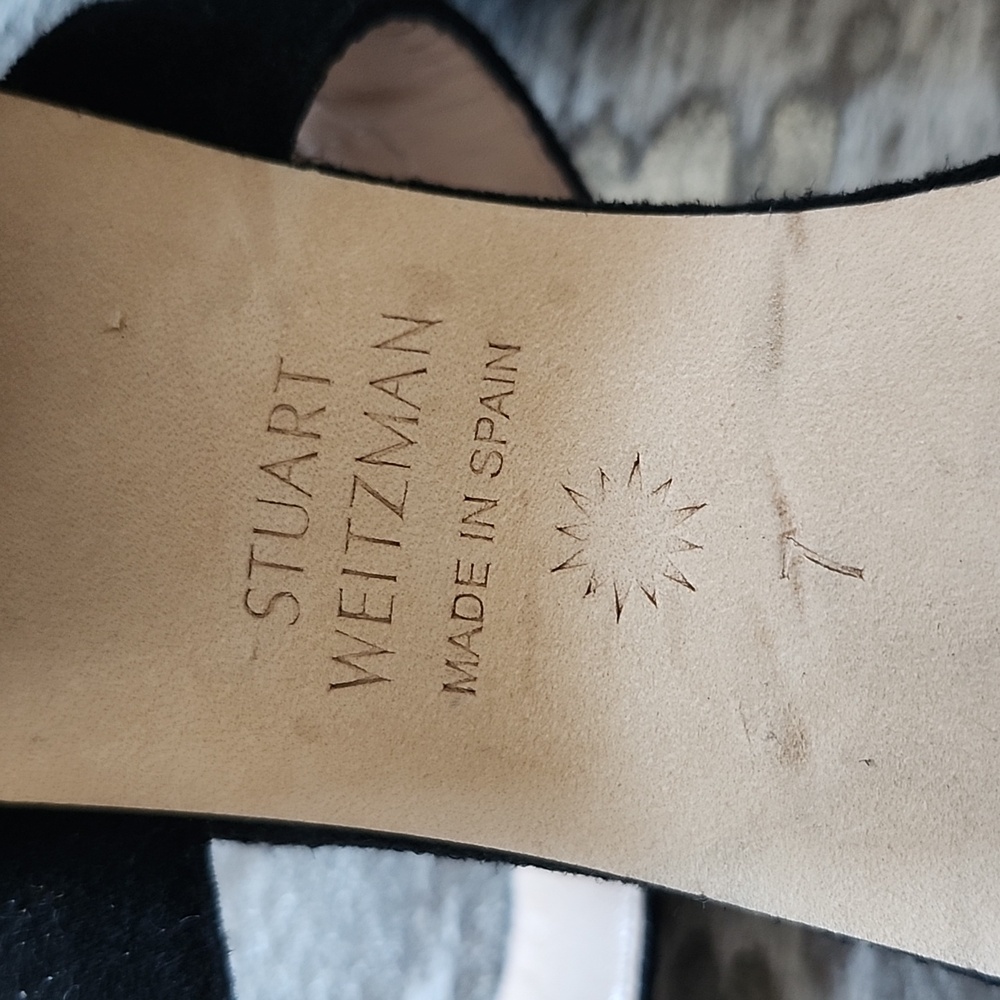 Stuart Weitzman Tisha Block Heel Suede Sandal Sz7 - Picture 7 of 8